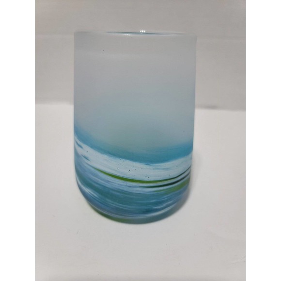 Teign Valley Glass Studios Sea Spray Wine Glass Set New Hard to Find Hand made - Picture 3 of 14